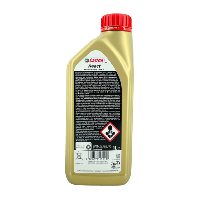 Тормозная жидкость Castrol React Performance DOT 4 1л Тормозная жидкость Castrol React Performance DOT 4 1л